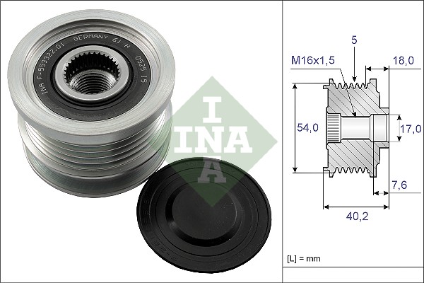 Vrijloop koppeling dynamo INA 535 0143 10