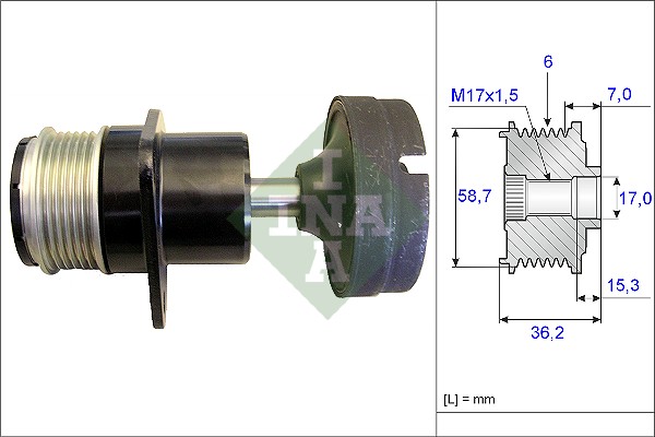 Vrijloop koppeling dynamo INA 535 0157 10