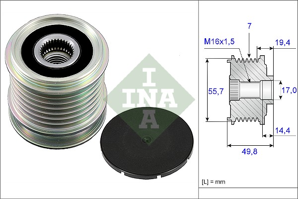 Vrijloop koppeling dynamo INA 535 0165 10