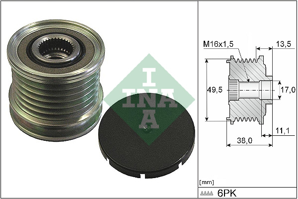 Vrijloop koppeling dynamo INA 535 0166 10