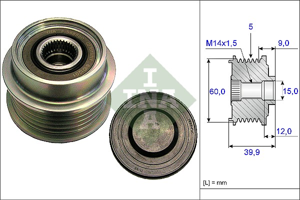 Vrijloop koppeling dynamo INA 535 0180 10