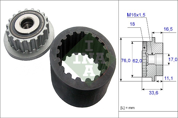 Vrijloop koppeling dynamo INA 535 0186 10