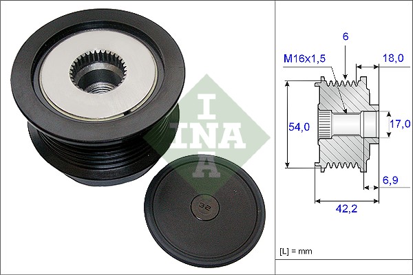 Vrijloop koppeling dynamo INA 535 0188 10