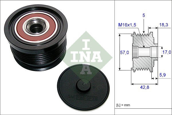 Vrijloop koppeling dynamo INA 535 0191 10