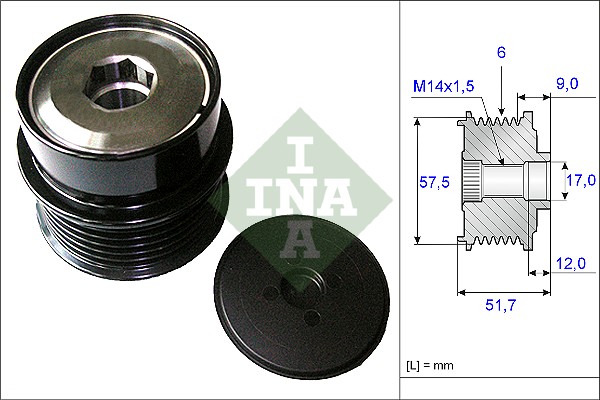 Vrijloop koppeling dynamo INA 535 0197 10