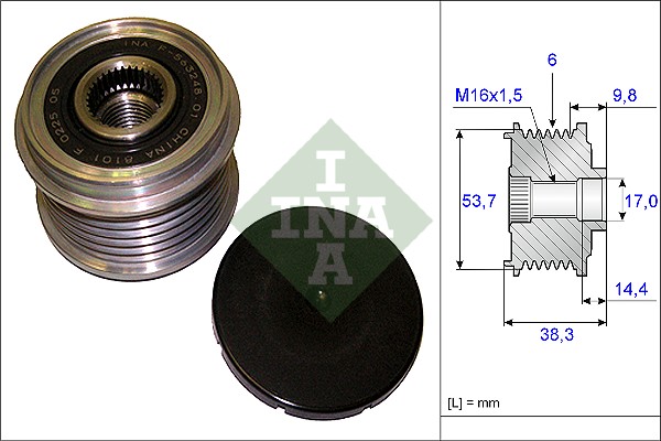 Vrijloop koppeling dynamo INA 535 0203 10