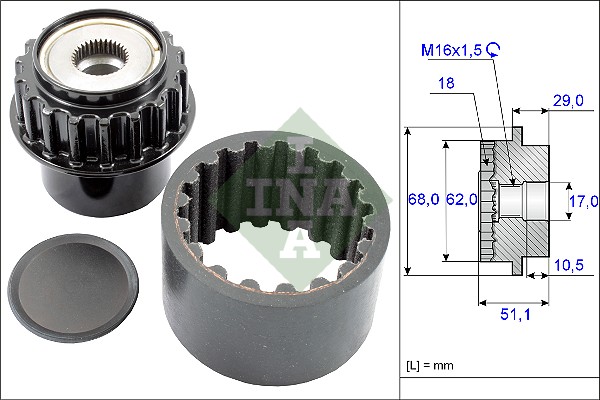 Vrijloop koppeling dynamo INA 535 0206 10