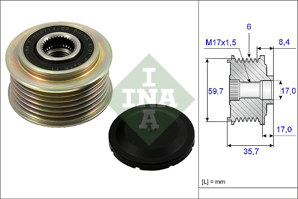 Vrijloop koppeling dynamo INA 535 0225 10