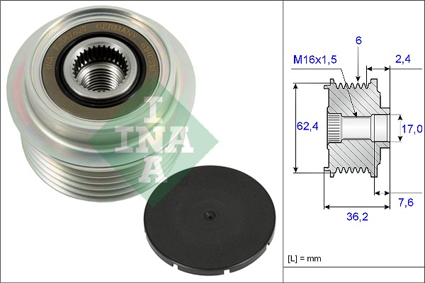 Vrijloop koppeling dynamo INA 535 0238 10