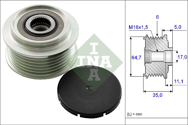 Vrijloop koppeling dynamo INA 535 0250 10