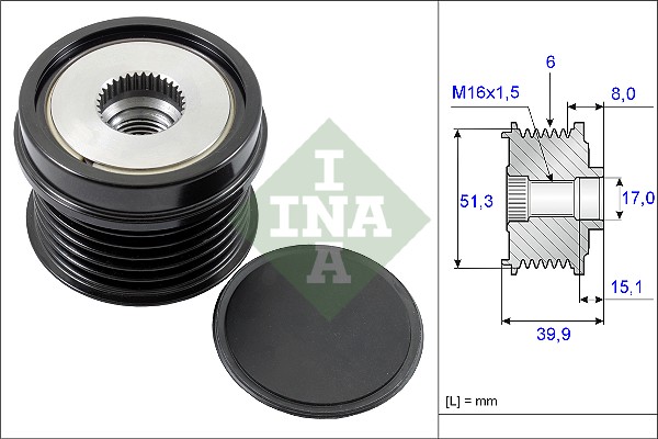 Vrijloop koppeling dynamo INA 535 0252 10