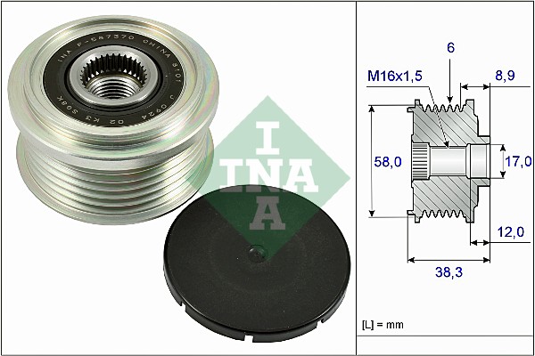 Vrijloop koppeling dynamo INA 535 0266 10