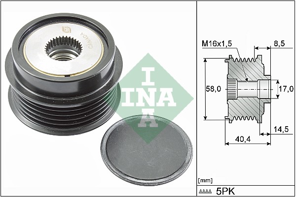 Vrijloop koppeling dynamo INA 535 0280 10