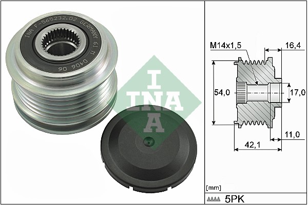 Vrijloop koppeling dynamo INA 535 0286 10