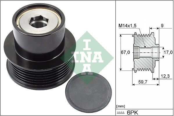 Vrijloop koppeling dynamo INA 535 0288 10