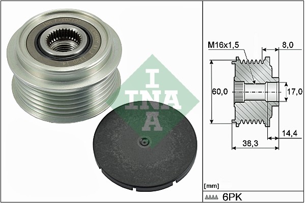 Vrijloop koppeling dynamo INA 535 0289 10