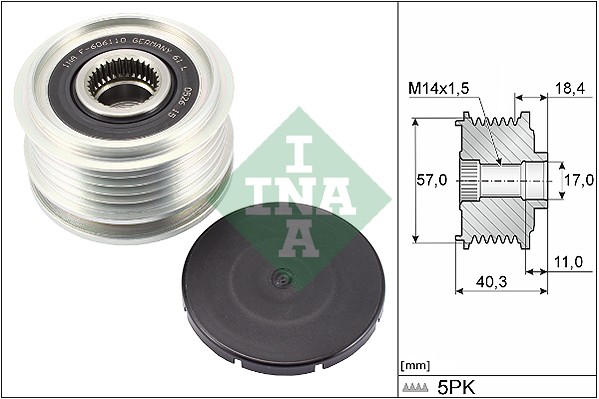 Vrijloop koppeling dynamo INA 535 0295 10