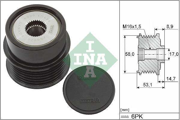 Vrijloop koppeling dynamo INA 535 0326 10