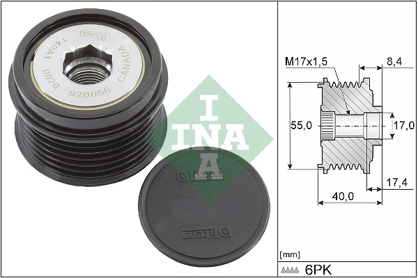 Vrijloop koppeling dynamo INA 535 0336 10