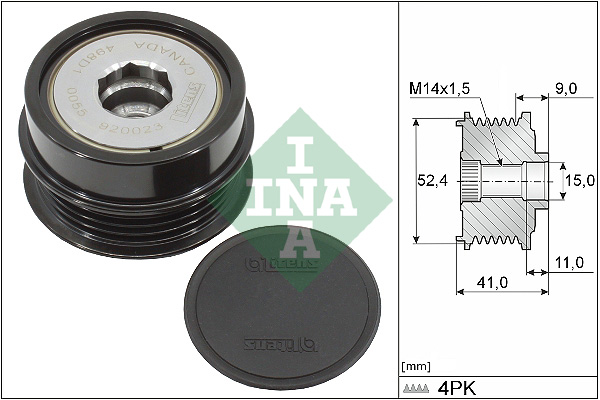 Vrijloop koppeling dynamo INA 535 0339 10