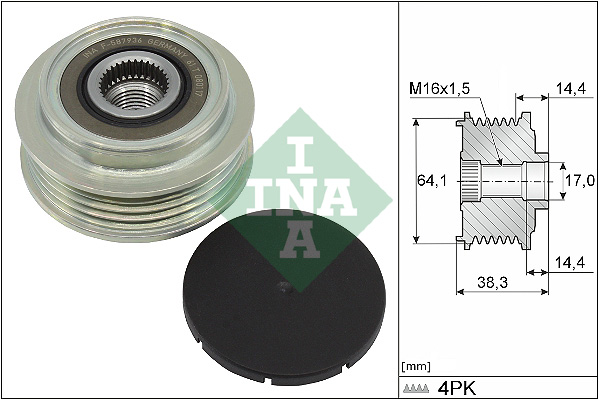 Vrijloop koppeling dynamo INA 535 0350 10