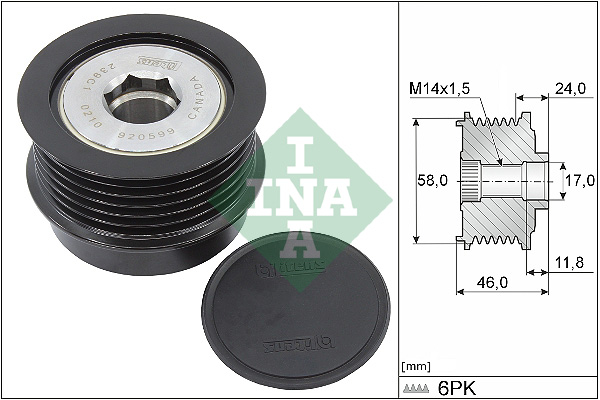 Vrijloop koppeling dynamo INA 535 0355 10