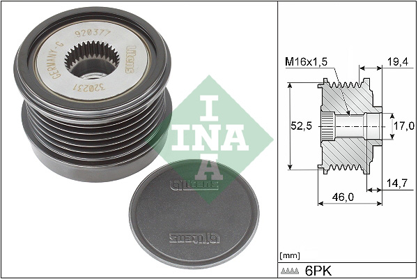 Vrijloop koppeling dynamo INA 535 0373 10