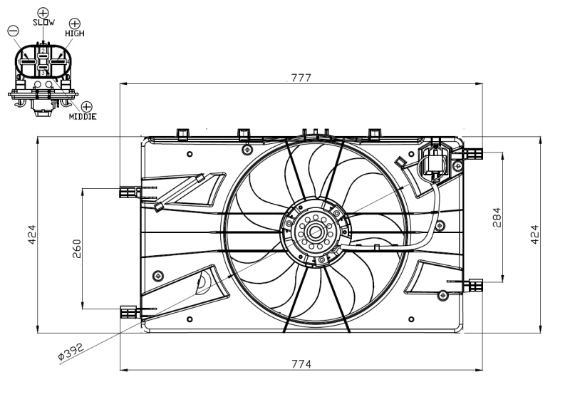 Ventilatorwiel-motorkoeling NRF 47878