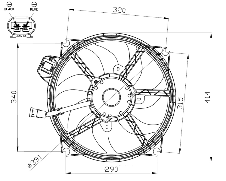 Ventilatorwiel-motorkoeling NRF 47965