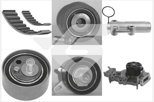 Distributieriem kit inclusief waterpomp Hutchinson KH 265WP69