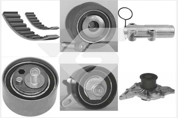 Distributieriem kit inclusief waterpomp Hutchinson KH 266WP69