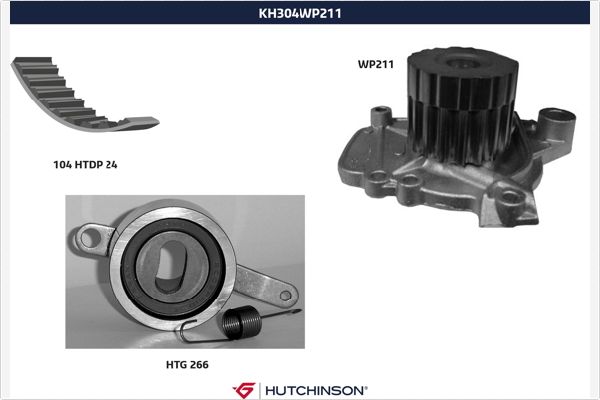 Distributieriem kit inclusief waterpomp Hutchinson KH 304WP211
