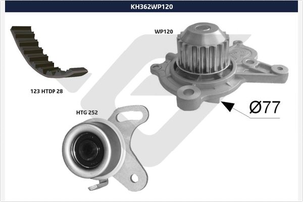 Distributieriem kit inclusief waterpomp Hutchinson KH 362WP120
