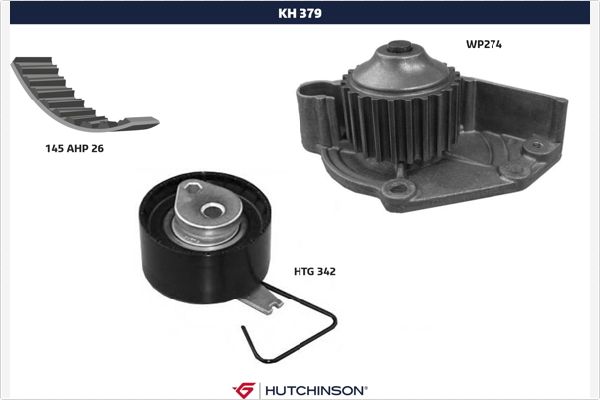 Distributieriem kit inclusief waterpomp Hutchinson KH 379WP274