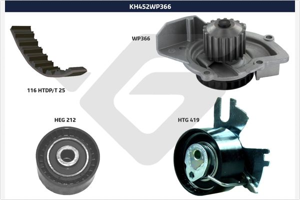 Distributieriem kit inclusief waterpomp Hutchinson KH 452WP366