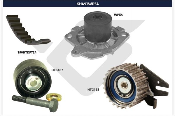 Distributieriem kit inclusief waterpomp Hutchinson KH 493WP54