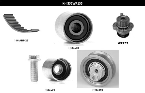 Distributieriem kit inclusief waterpomp Hutchinson KH 333WP135