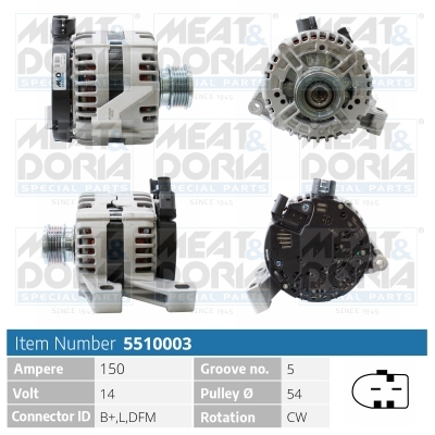 Alternator/Dynamo Meat Doria 5510003