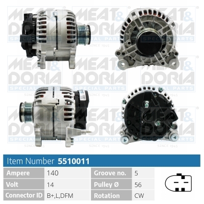 Alternator/Dynamo Meat Doria 5510011