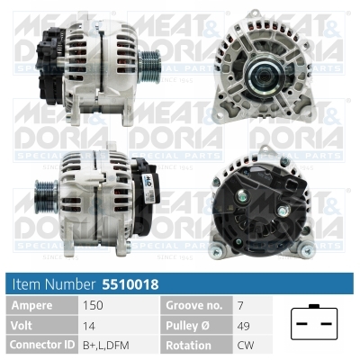 Alternator/Dynamo Meat Doria 5510018