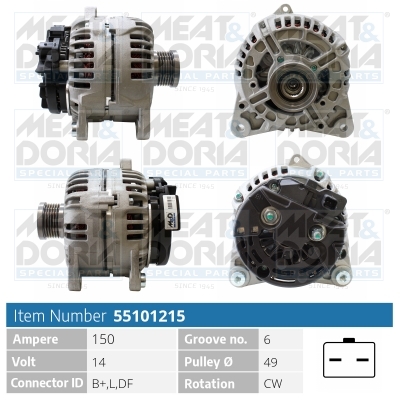 Alternator/Dynamo Meat Doria 55101215