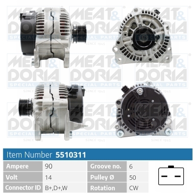 Alternator/Dynamo Meat Doria 5510311