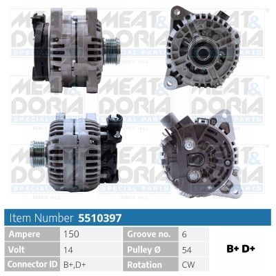 Alternator/Dynamo Meat Doria 5510397