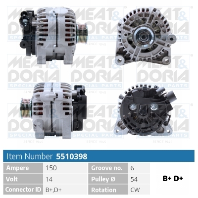 Alternator/Dynamo Meat Doria 5510398