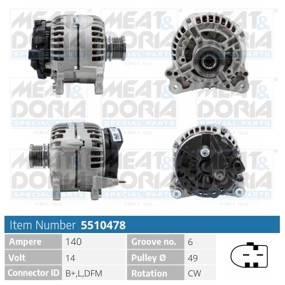 Alternator/Dynamo Meat Doria 5510478