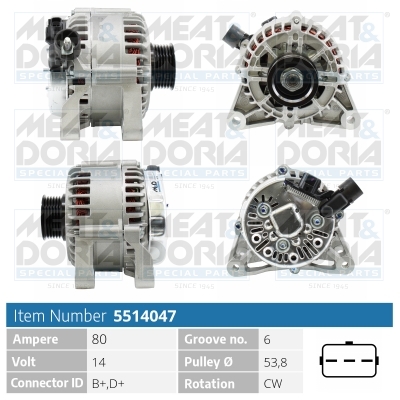 Alternator/Dynamo Meat Doria 5514047