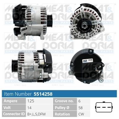 Alternator/Dynamo Meat Doria 5514258