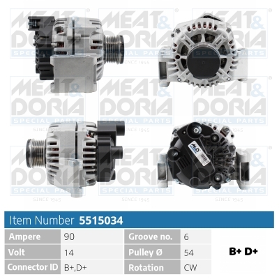 Alternator/Dynamo Meat Doria 5515034