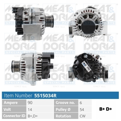 Alternator/Dynamo Meat Doria 5515034R