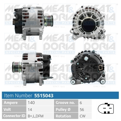 Alternator/Dynamo Meat Doria 5515043